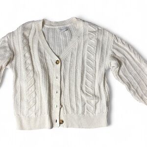cupcakes & cashmere Cream Cable Knit Cardigan Sz L